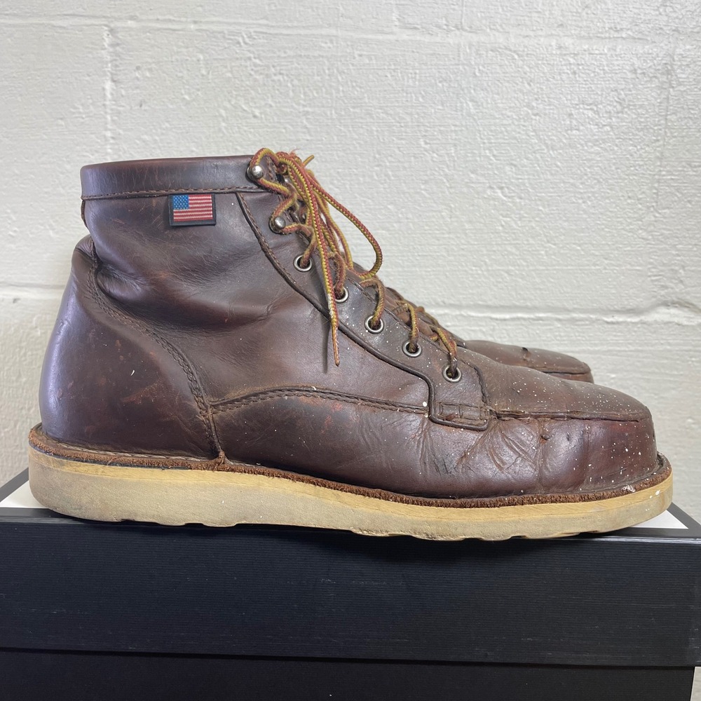 Danner Bull Run Moc Toe 6 BRN ST 15564 Brown Leather Ankle Work Boots Men's 13 D